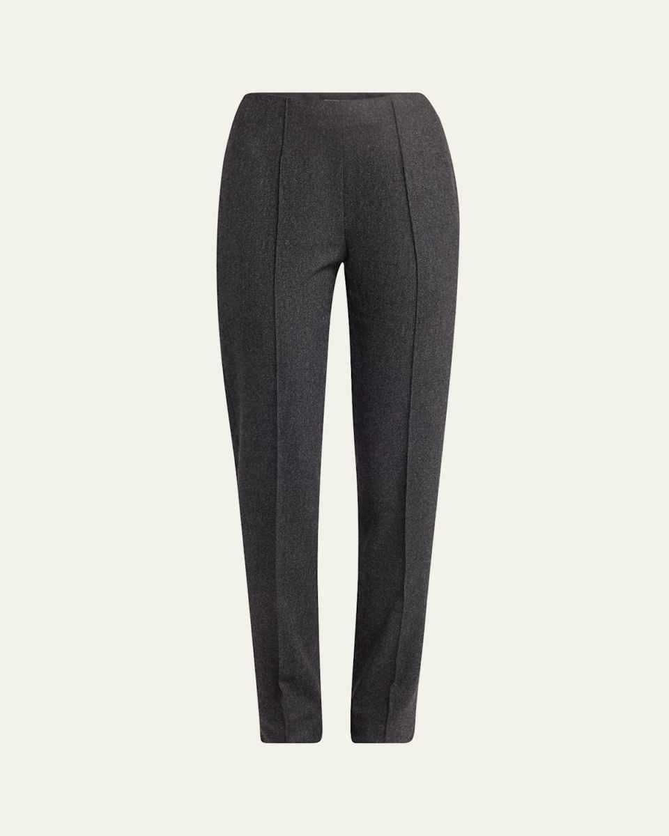 Cashmere Flannel Slim-Leg Ankle Trousers